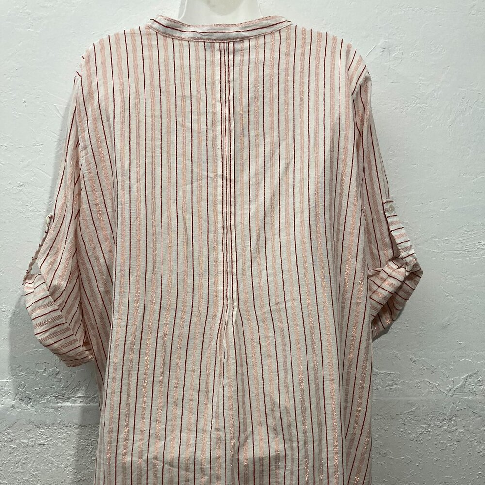 NWT Club Z Collection Long Roll Tab Sleeve Button Up Shirt Cover Up Tunic 2X - Picture 4 of 14